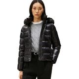 TOMMY HILFIGER - Gewatteerde Jas - Zwart - Met Capuchon en Nepbont Kraag