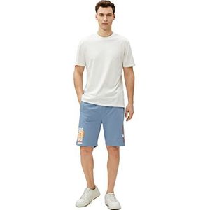 Koton Heren Basketbal Bedrukte Trekkoord Pocket Gedetailleerde Slim Fit Shorts, blauw (601), S