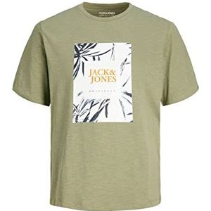 JACK & JONES PLUS Heren Jorcrayon Branding Tee Ss Crew Neck Pls T-shirt, oil green, 5XL