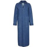 Part Two - Denim Maxi Jurk - Jurk - Blauw - 100% Katoen, Grote Zijzakken, V-hals, Lange Mouwen