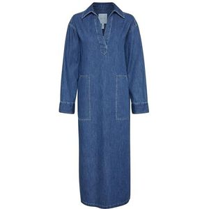 Part Two LollaPW Vrouwelijke Boxy Fit Lange Mouwen Jurk, Medium Blue Denim, 36