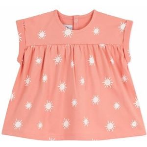 Petit Bateau Blouse met korte mouwen voor babymeisjes, abrikoos/marshmallow, 12 Maanden