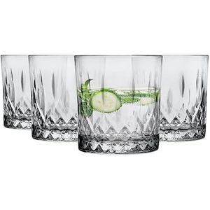 Glasmark Krosno Whiskyglazenset Whiskey Rum Gin Bourbon Cocktailglas Drinkglazen Cadeauset Verjaardagscadeau voor Mannen Whiskyliefhebbers Alcoholaccessoires Grijs 4 x 280 ML