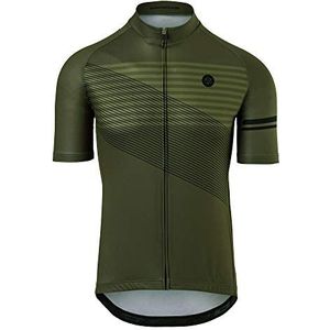 AGU Striped Fietsshirt Heren Essential, Ademend Fietsshirt met Korte Mouwen, Snel Drogend Materiaal, Fietskleding voor Heren, 100% Polyester Interlock, Slim Fit - Groen - M