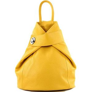 modamoda de - T179 - ital: dames rugzak tas van leer, geel, Medium