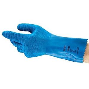 Ansell VersaTouch 62-401 handschoenen van natuurlijk rubberlatex, bescherming tegen chemicaliën en vloeistoffen, blauw, maat 9 (6 paar per zak)
