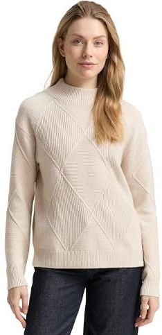 TOM TAILOR - Trui - Crème - Knitwear - Lange Mouw - Losse Pasvorm