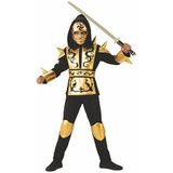 Rubies Ninja-draak, gouden kostuum voor kinderen, overhemd met capuchon, broek, riem en optimaal masker voor Halloween, carnaval en verjaardag