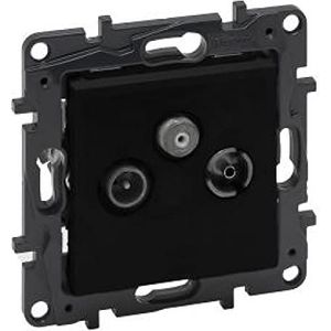 Eindcontactdoos TV-R-SAT zwart 10 dB Niloe Step stopcontact inbouw