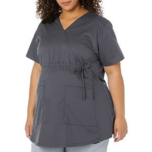 WonderWink 145APEWTXS Wonder Work Zwangerschaps Mock Wrap Top voor dames, tin, standaard XS maat