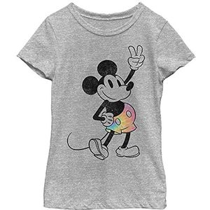 Disney Characters Tie Dye Mickey Girl's Crew Tee, Athletic Heather, X-Small, Athletic Heather, XS