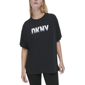 DKNY Dames Fade Away Logo Relax T-shirt, zwart, XS