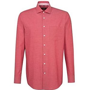 Seidensticker Herenoverhemd - strijkvrij hemd met rechte snit - modern fit - lange mouwen - Kent-kraag - borstzak - 100% katoen, rood (rood 47), 45