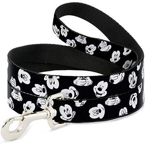 Buckle-Down Mickey Mouse Expressions, hondenlijn, verspreid, 1,8 m lang, 3,8 cm breed, zwart/wit