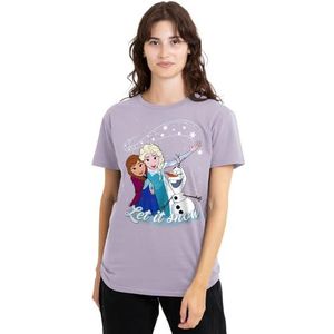mandarin creative ltd Frozen Elsa Anna Olaf Let It Snow dames T-shirt, lavendar, medium, Lavendel, M