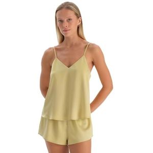 Dagi Oil Green Fashion Woven Regular Satijn Dunne Strap Strappy V-hals Camisole, Oil Green, 40, oil green, 40