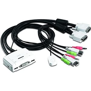 TRENDnet TK-214i 2-Port DVI USB KVM Switch en Kabel Kit met audio (beheer van twee pc's, USB 2.0, Hot-Plug, Auto-Scan, Hot-Keys, Windows/Linux/Mac-conform)