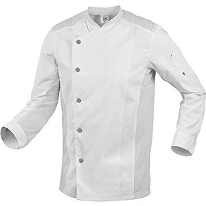 BP 1595-485-21-3XL Koksjas voor mannen, lange mouwen, piqué-inzetstukken en arm-lift-systeem, 215,00 g/m² stofmix, wit, 3XL