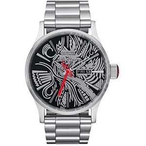 Nixon Mannen Analoge Quartz Horloge Met Roestvrij Stalen Band A135-3625-00, Zilver/Zwart, Armband
