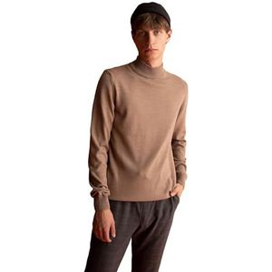DeFacto Heren gebreide trui lange mouwen ronde hals sweater - slim fit trui voor heren tops (LT.Beige Melange, XS), LT.beige melange, XS