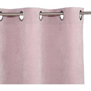 Homemaison Gordijn met gemak suède look met ogen, polyester, roze, 260 x 140 cm