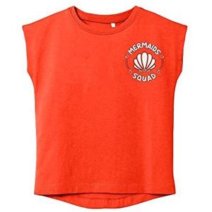 Bestseller A/S Meisjes NMFVIOLET CAPSL TOP H1 T-shirt, Spicy Orange, 110, spicy orange, 110 cm