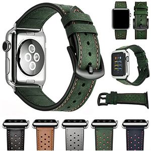 Trop Saint Armband Apple Watch (42/38 mm) Echt leer vervanging horlogeband accessoires voor iWatch (42 mm) Serie 1/2/3/Edition/Sport - Groen 38mm