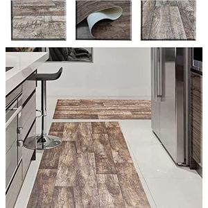 Lang houten tapijt voor keuken van vinyl, antislip, ook voor hal, woonkamer, woonkamer en ingangen.