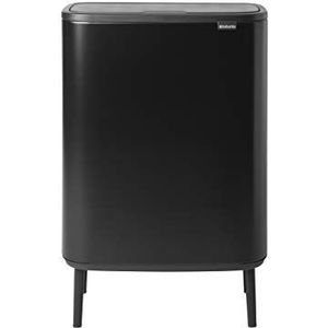 Brabantia Bo Touch Bin Prullenbak, Recycling, Matt Black, 1 binnenemmer (60L)