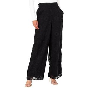 Lovedrobe Dames Palazzo Broek Dames Wijde Pijpen Broek Bloemenprint Chiffon Bottoms Smart Casual Party Kantoorkleding, Zwart 12, Zwart, 38