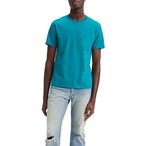 Levi's Heren T-shirt met korte mouwen en klassieke zak, oceaandiepten, S