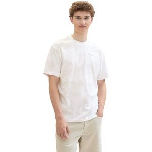 TOM TAILOR Denim Heren T-shirt, 35722 - White Grey Smoky Print, XXL