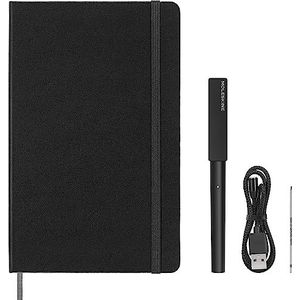 Moleskine Moleskine Smart Writing Set, Smart Notebook met Smart Pen, digitaal notitieboek met gelinieerde pagina's, groot, 13 x 21 cm, zwart