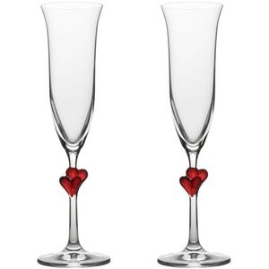 Stölzle Lausitz L'Amour Champagneglazen Rood Set van 2 175 ml – Elegante Kristallen Champagnefluiten Ideaal voor Prosecco & Mousserende Wijn – Loodvrij Glas – Vaatwasserbestendig & Breukvast