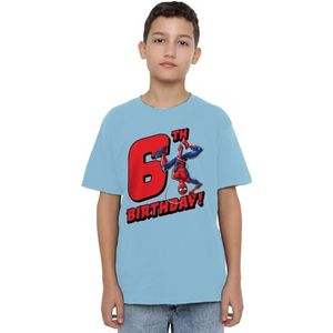 Spiderman Verjaardag 6 Unisex Kids T-shirt, lichtblauw, 9-10 jaar, Lichtblauw, 9-10 jaar