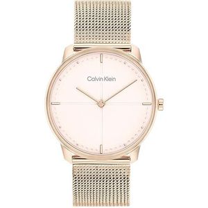 Calvin Klein Analoge quartz horloge voor vrouwen met anjer goudkleurige roestvrijstalen mesh armband - 25200158, Blozen, armband