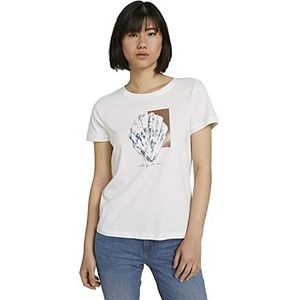 TOM TAILOR Dames T-shirt van biologisch katoen 1027119, 10315 - Whisper White, XXL