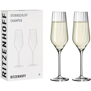 RITZENHOFF 3751001 champagneglas 250 ml – serie stergeslepen nr. 2 – 2 stuks met reliëflijn – Made in Germany