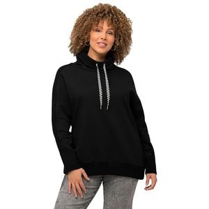 Ulla Popken Sweatshirt met geribde details voor dames, zwart, 50-52 grote maten