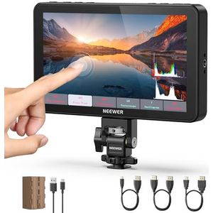 NEEWER F700 7 inch camera veld monitor, 2000nit HD 1920 x 1080 IPS touchscreen met 3D LUT, 4K HDMI Loop In/Out met Peak Focus DSLR Video Assist HDR golfvorm, Cold Shoe Mount, 5200mAh batterij en kabel