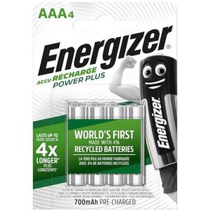 Energizer AAA batterijen, Recharge Power Plus accu, 4 oplaadbare batterijen AAA (700Mah)
