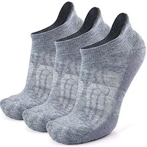 Busy Socks Merino wol compressie ondersteuning enkel loopsokken voor mannen vrouwen, zachte dikke kussen Tab sokken 3/6 paar, 3 paar lichtgrijs, Small-Medium
