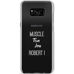 Zokko Beschermhoesje voor Galaxy S8, spieren, motief: Robert, zacht, transparant, inkt wit
