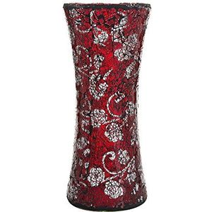 London Boutique Mozaïekbloemenvaas, decoratie, glinsterend, cilindervorm (cilinder rood)