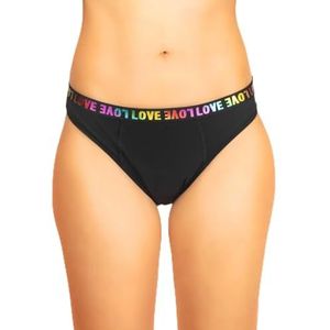 HAUTE PRESSION Klassieke menstruatie slipje medium stroom voor tieners met elastische plooi in de taille, ref Oost-Indische kers T14 jaar, absorberend en herbruikbaar, Zwart, 14 Jaren