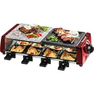 Techwood TRGP-885 Raclette-grillplaat, 1200 W, incl. 8 pannetjes, rood