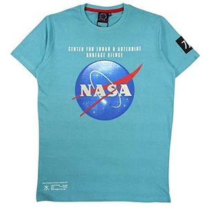 Nasa - Heren T-shirt met logo van katoen in blauw, Blauw, L