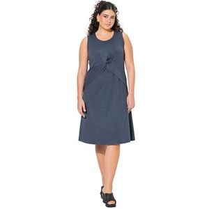 Ulla Popken Dames grote maten plus size jersey jurk met knoopdetail, marineblauw, 42-44