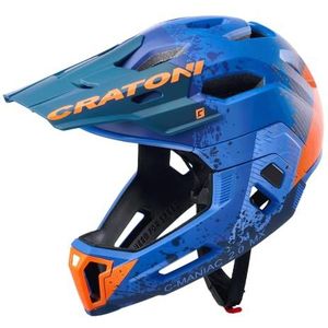 Cratoni Unisex – C-Maniac helm voor volwassenen, blauw/oranje mat, M-L (54-58 cm)