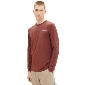 TOM TAILOR Denim T-shirt met lange mouwen voor heren, 32093 - Russet Bruin, XL
